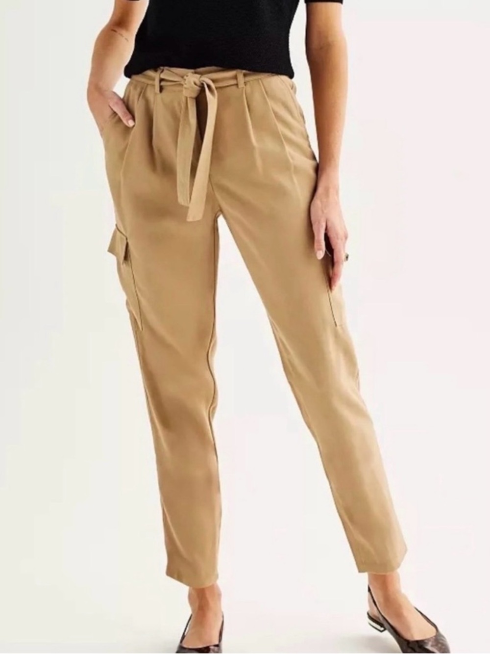 NINE WEST Belted High Rise Utility Pants Sz L